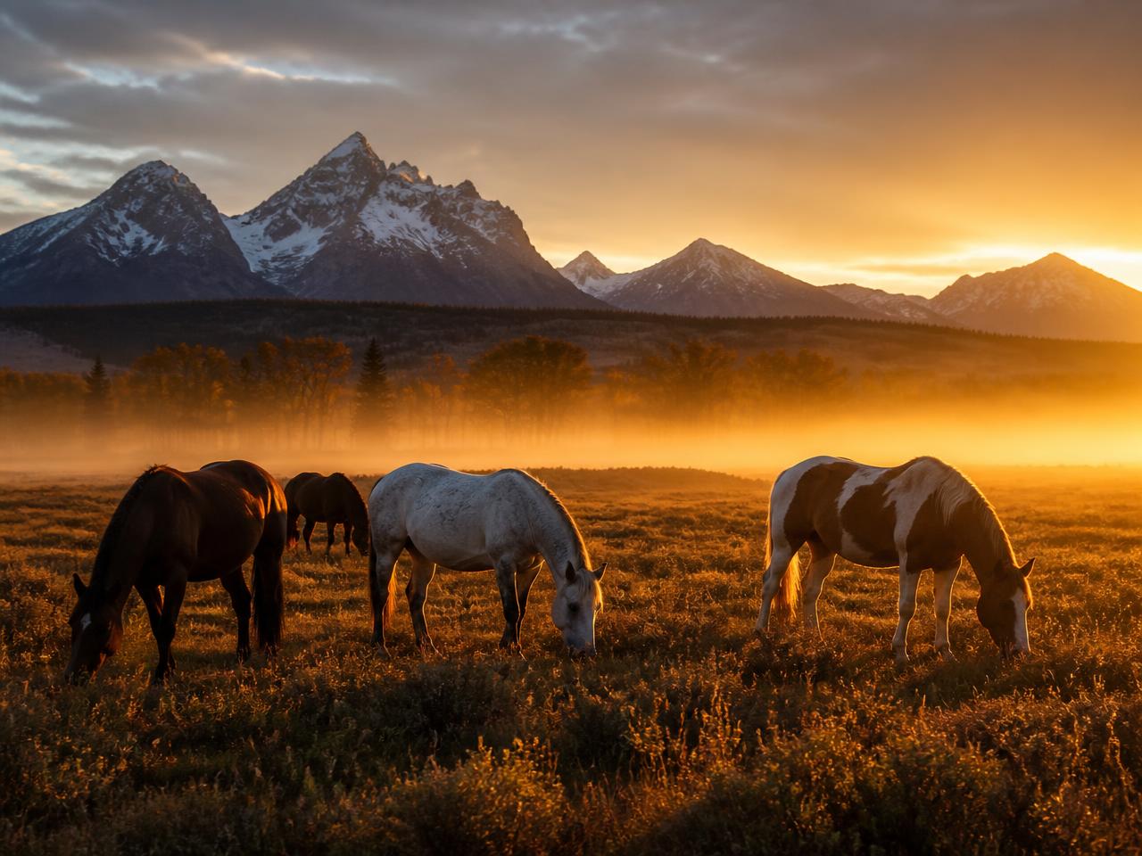 Grazing meadow beneath the peaks