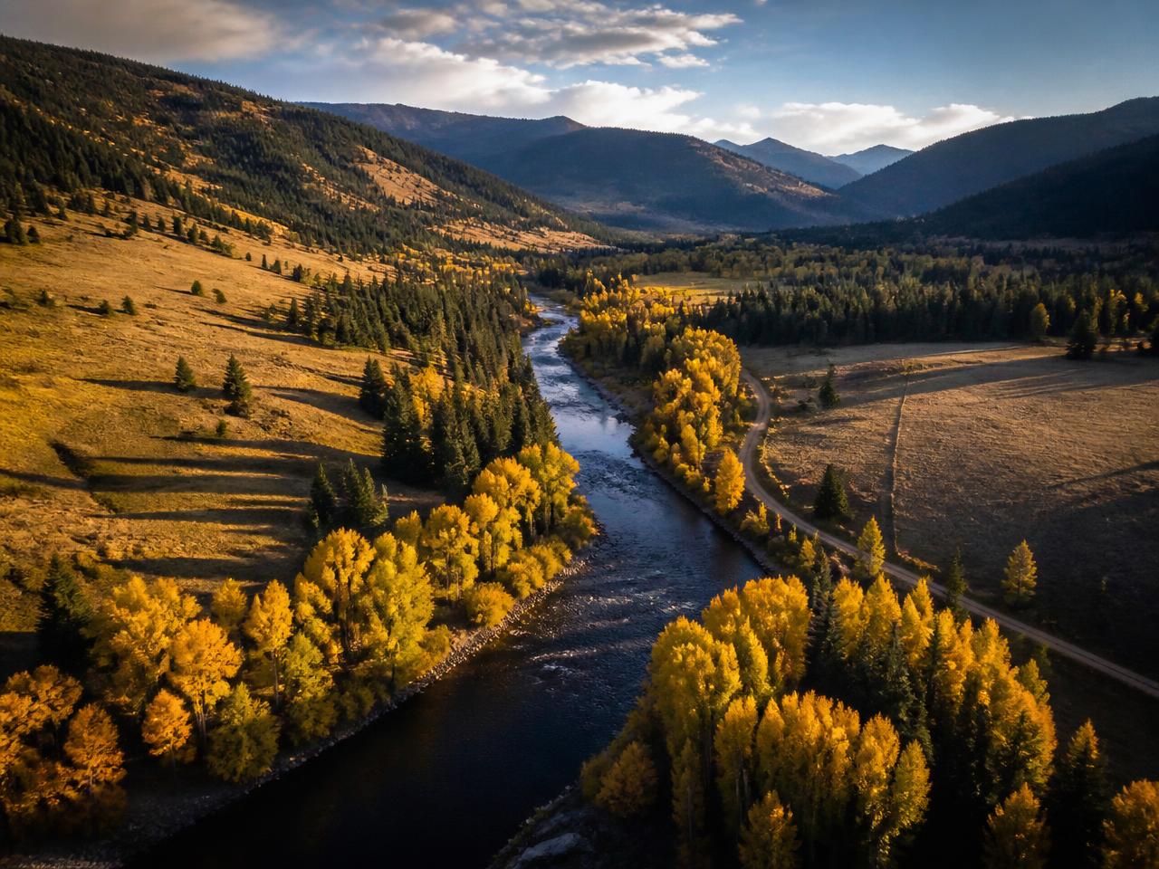 River corridor through mountain ranch country